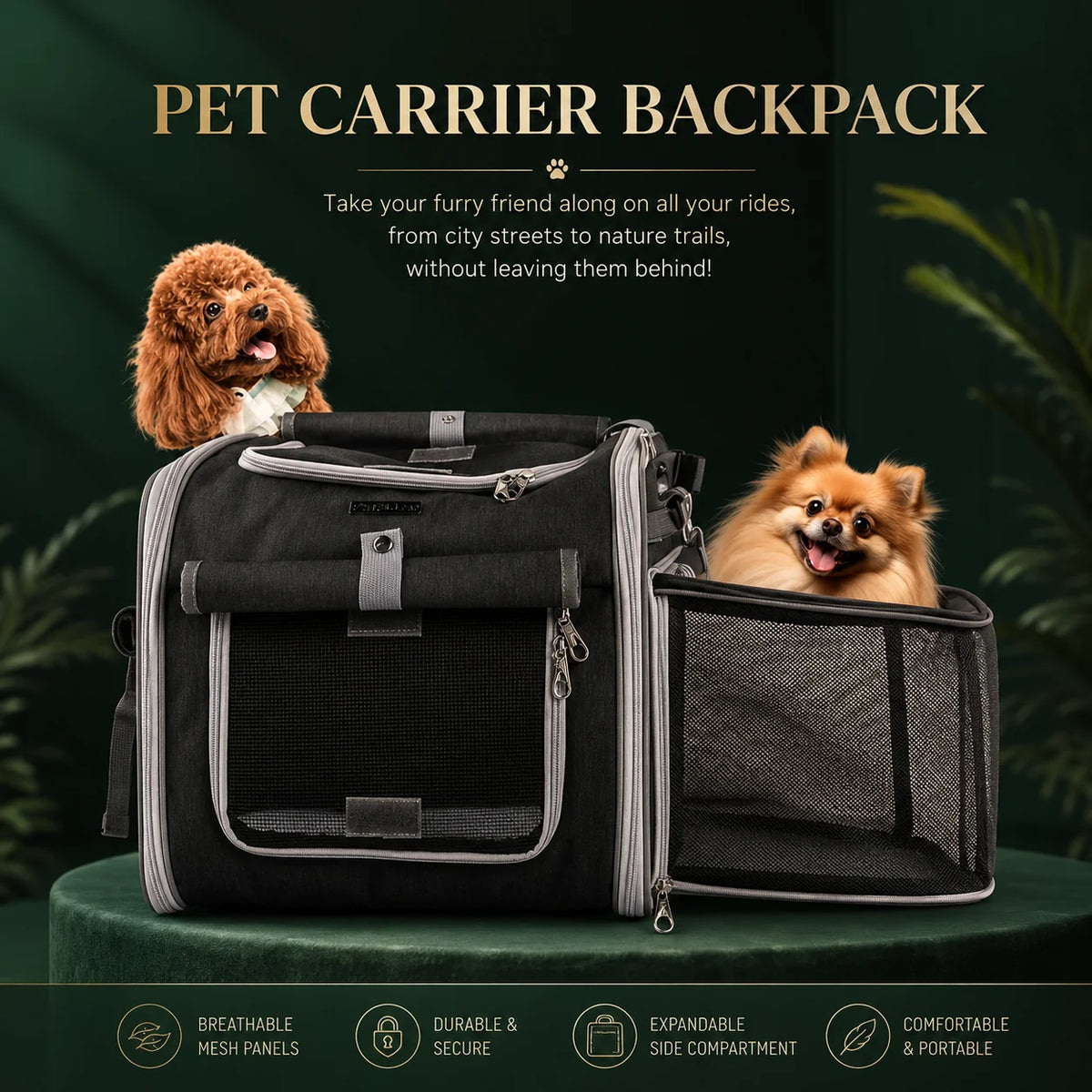 Pet Bike Basket Expandable Ventilated Mesh Quick-Release Mount