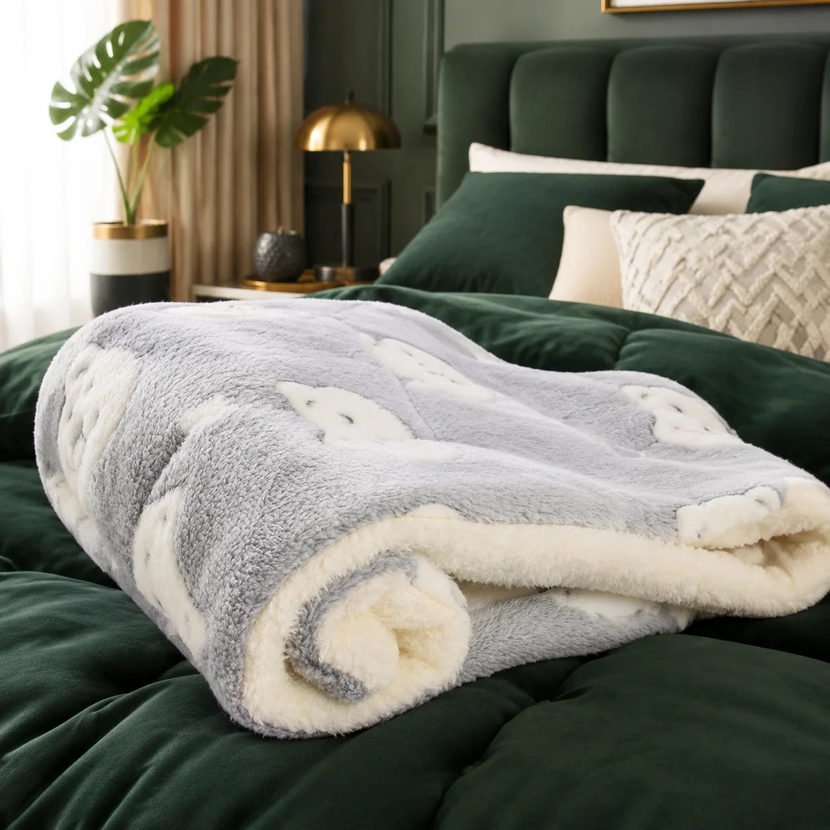 Pet Blanket Double-Brushed Coral Fleece Machine Washable & Foldable