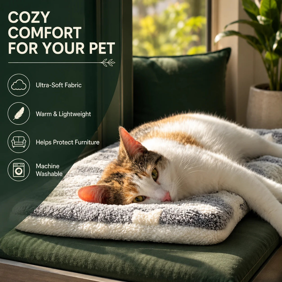 Pet Blanket Double-Brushed Coral Fleece Machine Washable & Foldable