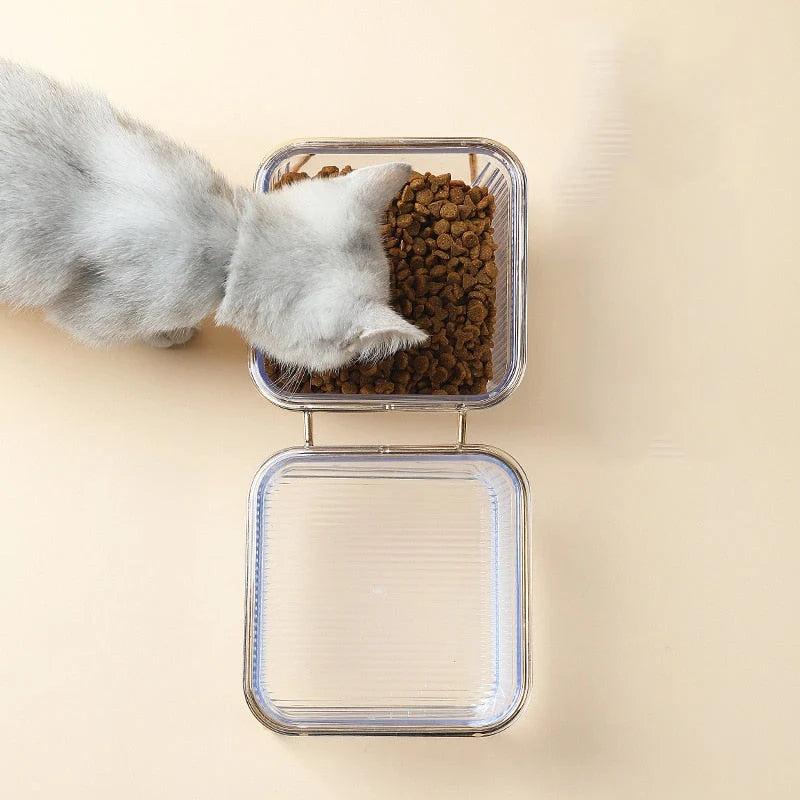 Pet Bowl Set Raised Tilted Stand Removable Bowls Non-Slip Base