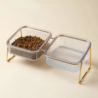 Pet Bowl Set Raised Tilted Stand Removable Bowls Non-Slip Base
