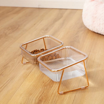Pet Bowl Set Raised Tilted Stand Removable Bowls Non-Slip Base