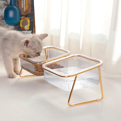 Pet Bowl Set Raised Tilted Stand Removable Bowls Non-Slip Base