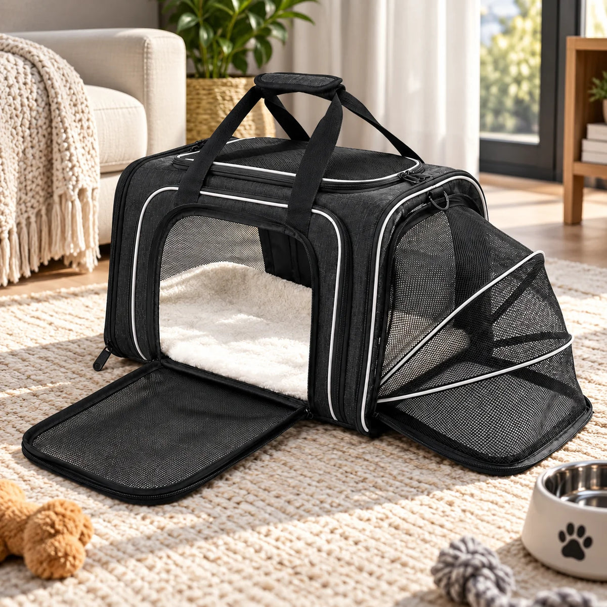 Pet Carrier Expandable Soft-Sided Breathable Mesh