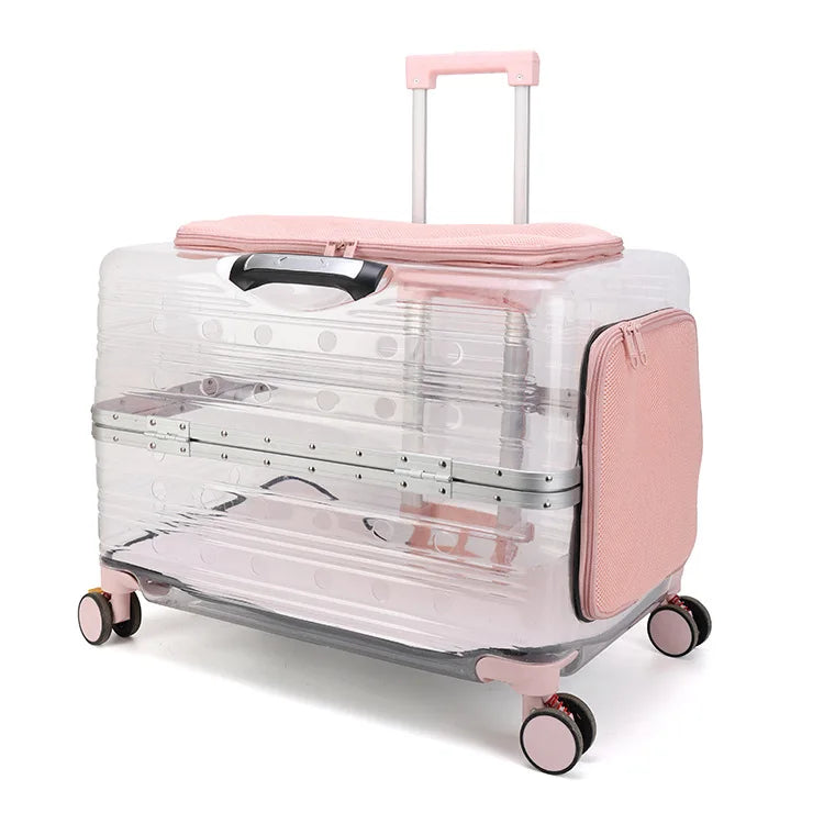Pet Carrier Suitcase Rolling With Built-In Lock