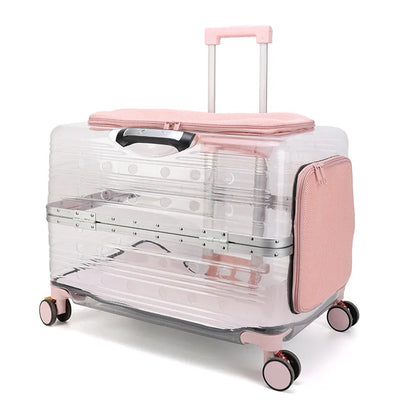 Pet Carrier Suitcase Rolling With Built-In Lock