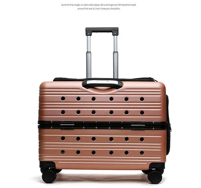 Pet Carrier Suitcase Rolling With Built-In Lock