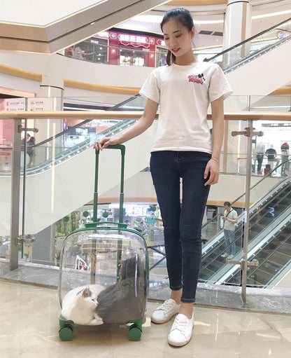 Pet Carrier Transparent Shell Silent 360° Swivel Wheels