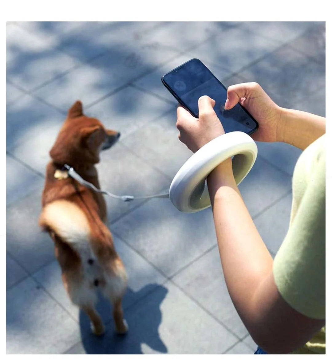 Pet Leash Retractable LED Rechargeable Hands-Free Ring Grip