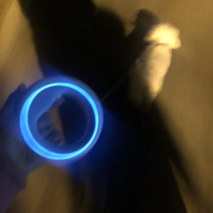 Pet Leash Retractable LED Rechargeable Hands-Free Ring Grip