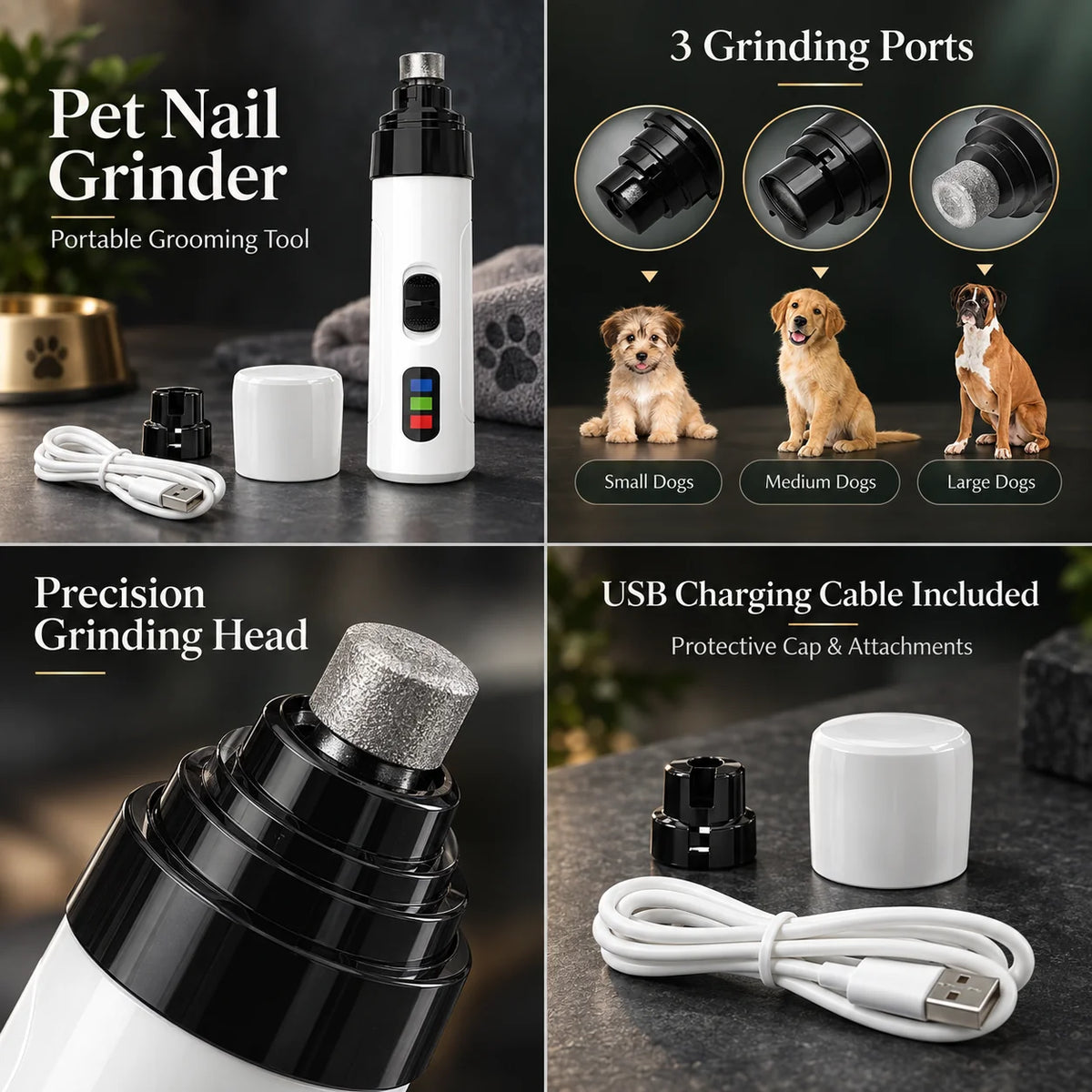 Pet Nail Grinder USB Rechargeable Diamond Grinding Head
