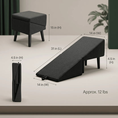 Pet Ramp & Step Stool Convertible Foldable Anti-Slip Suction Base