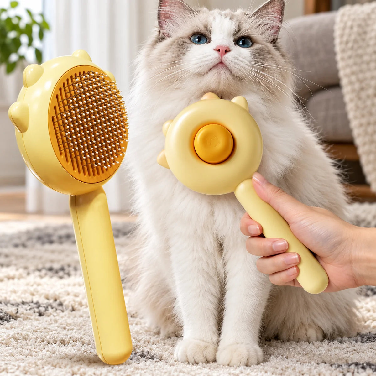 Pet Slicker Brush Self-Cleaning Stainless Steel Pins