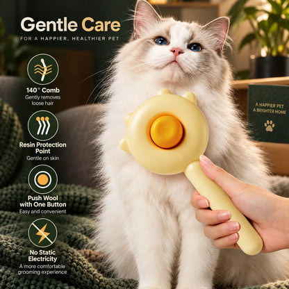 Pet Slicker Brush Self-Cleaning Stainless Steel Pins