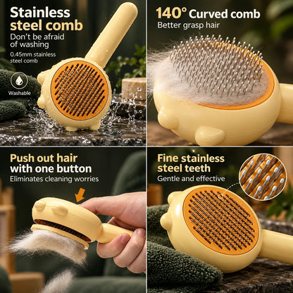Pet Slicker Brush Self-Cleaning Stainless Steel Pins