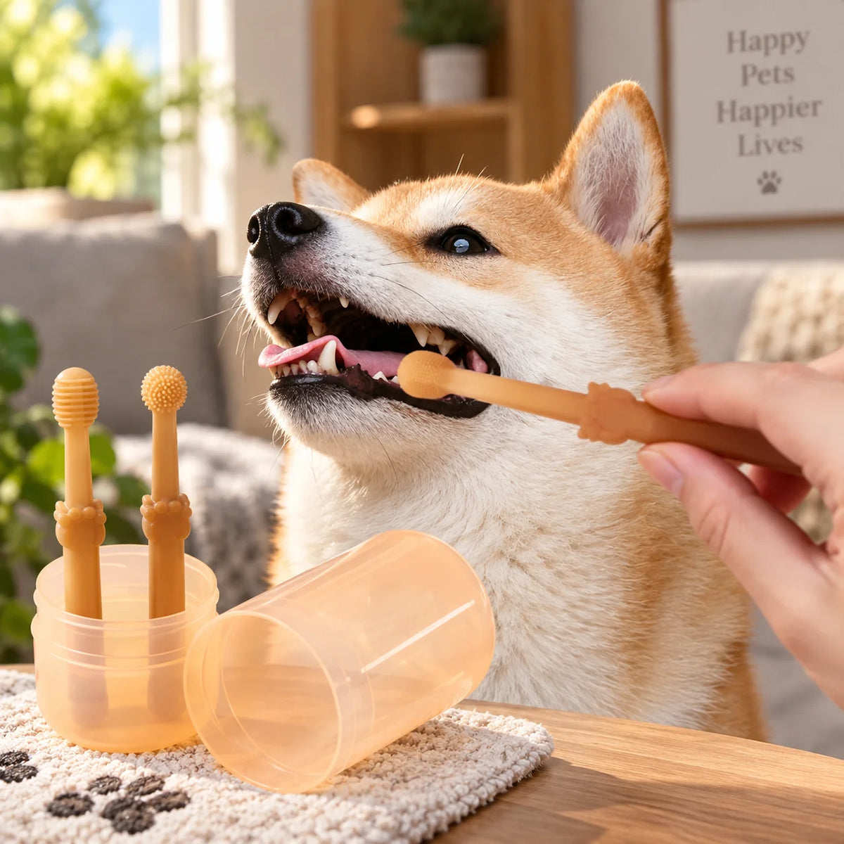 Pet Toothbrush Set Dual Tooth & Tongue Food-Grade Silicone