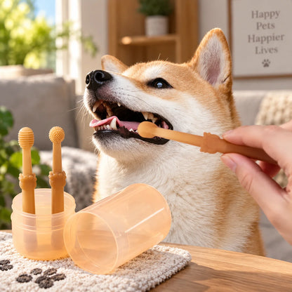 Pet Toothbrush Set Dual Tooth & Tongue Food-Grade Silicone