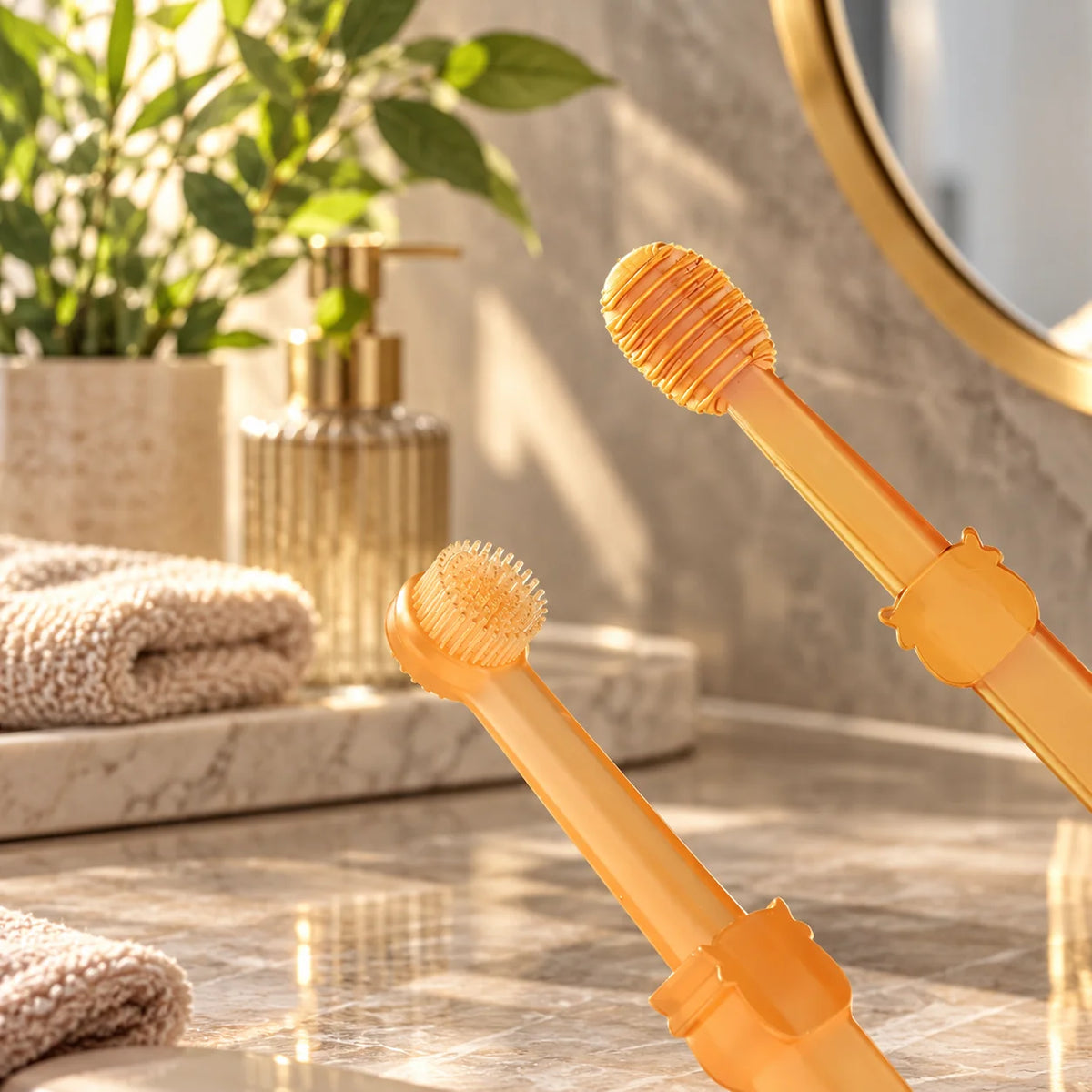 Pet Toothbrush Set Dual Tooth & Tongue Food-Grade Silicone