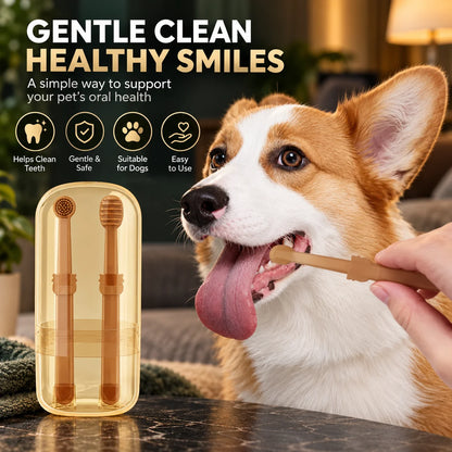 Pet Toothbrush Set Dual Tooth & Tongue Food-Grade Silicone