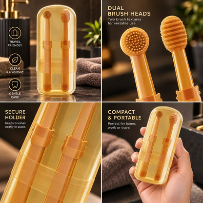 Pet Toothbrush Set Dual Tooth & Tongue Food-Grade Silicone