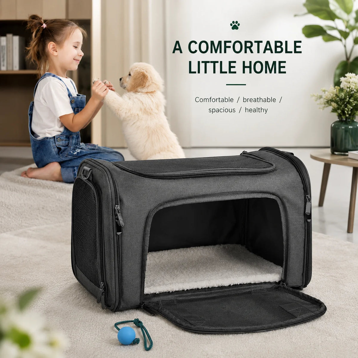Pet Travel Carrier Airline-Approved Mesh Ventilation & Padded Mat