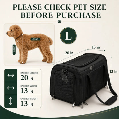 Pet Travel Carrier Airline-Approved Mesh Ventilation & Padded Mat