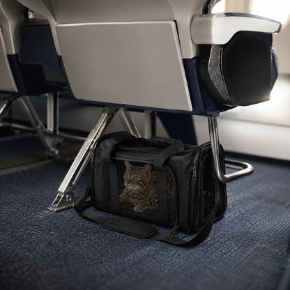 Pet Travel Carrier Airline-Approved Mesh Ventilation & Padded Mat