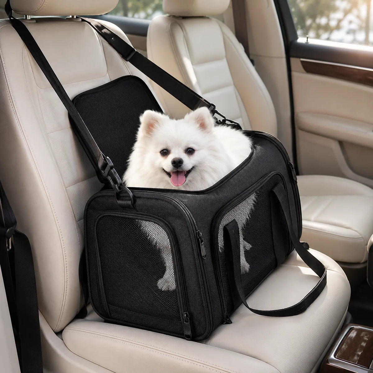 Pet Travel Carrier Airline-Approved Mesh Ventilation & Padded Mat