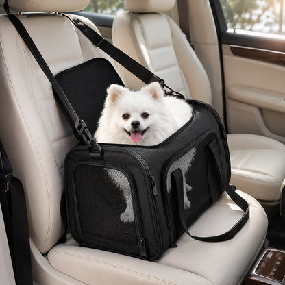 Pet Travel Carrier Airline-Approved Mesh Ventilation & Padded Mat