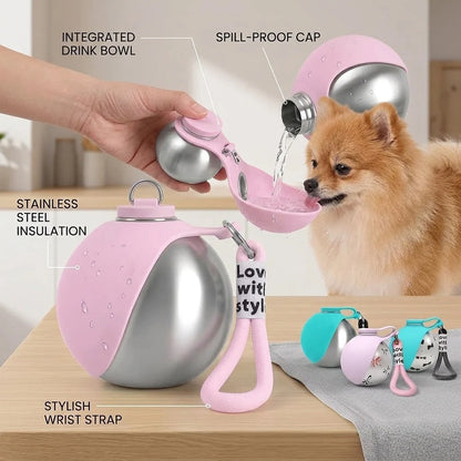 Pet Water Bottle Stainless Steel Foldable Bowl Backflow System