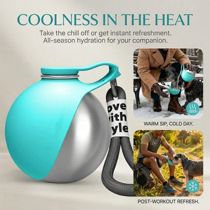 Pet Water Bottle Stainless Steel Foldable Bowl Backflow System