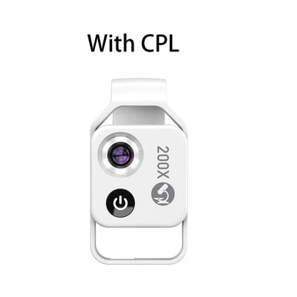 Phone Camera Lens Clip-On 200x Magnification LED Light