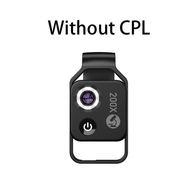 Phone Camera Lens Clip-On 200x Magnification LED Light