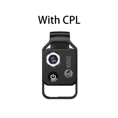 Phone Camera Lens Clip-On 200x Magnification LED Light