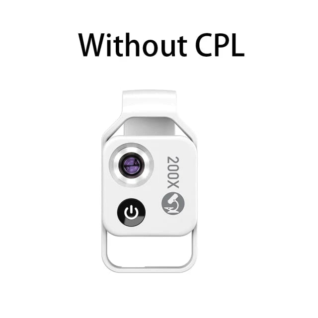 Phone Camera Lens Clip-On 200x Magnification LED Light