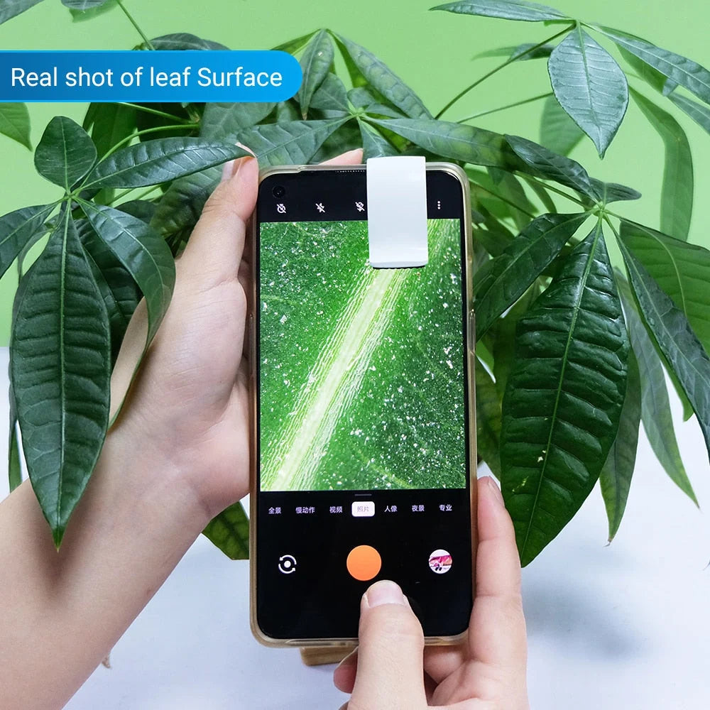 Phone Camera Lens Clip-On 200x Magnification LED Light