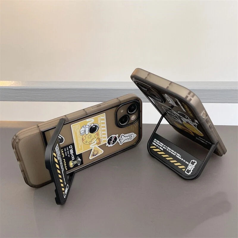 Phone Case Astronaut Design Built-In Holder For iPhone X–13 Models
