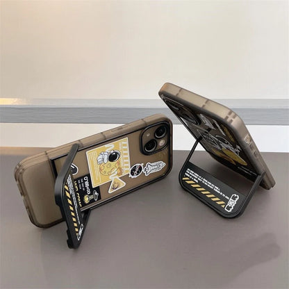 Phone Case Astronaut Design Built-In Holder For iPhone X–13 Models