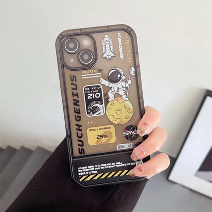 Phone Case Astronaut Design Built-In Holder For iPhone X–13 Models