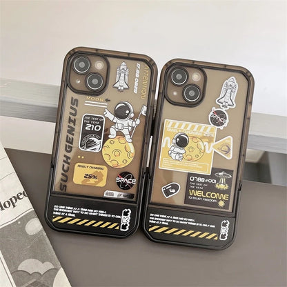 Phone Case Astronaut Design Built-In Holder For iPhone X–13 Models