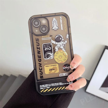 Phone Case Astronaut Design Built-In Holder For iPhone X–13 Models