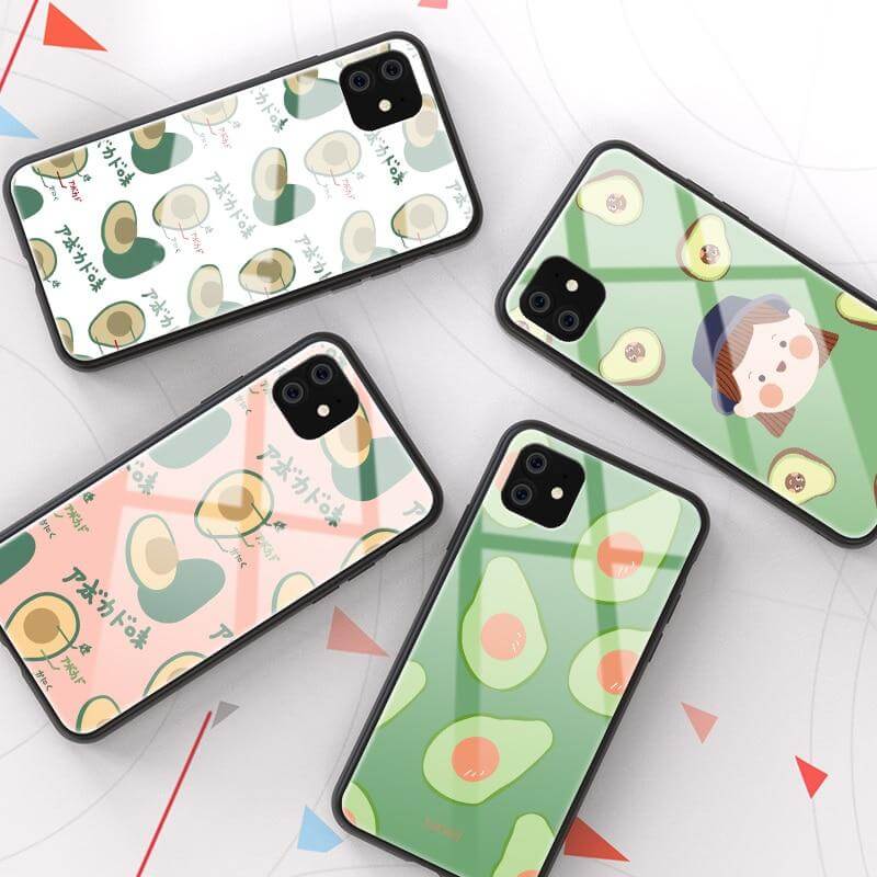 Phone Case Avocado Print Tempered Glass Shockproof