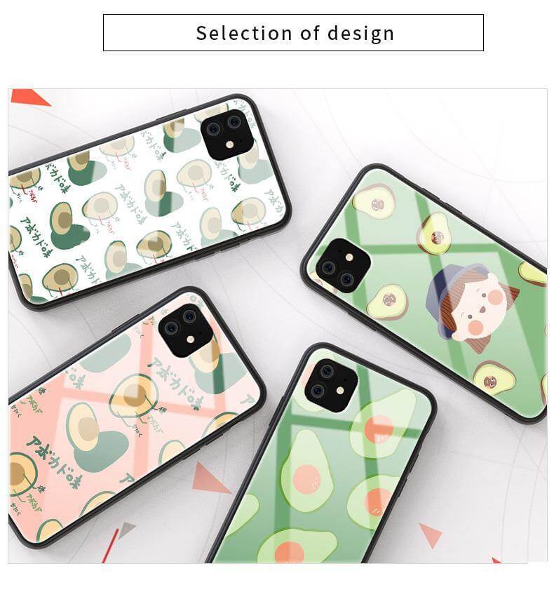 Phone Case Avocado Print Tempered Glass Shockproof