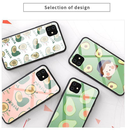 Phone Case Avocado Print Tempered Glass Shockproof