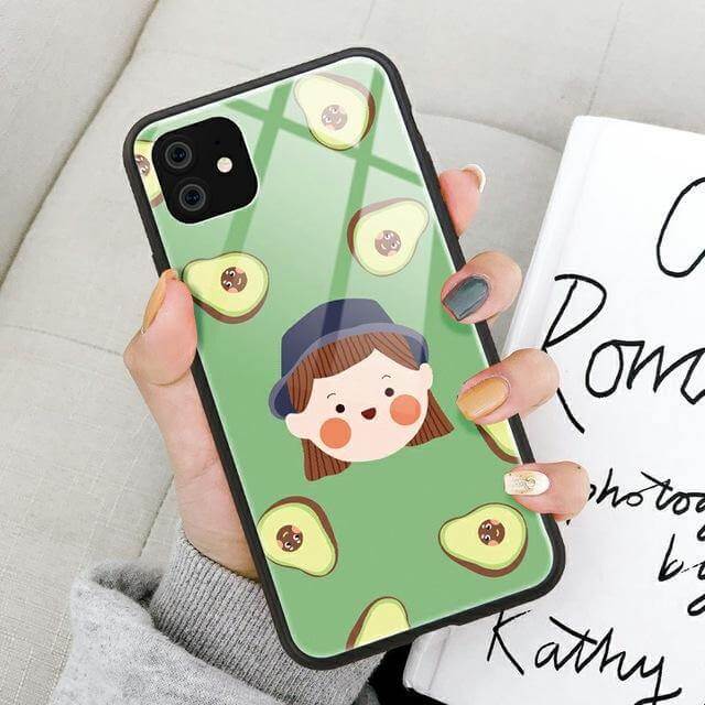Phone Case Avocado Print Tempered Glass Shockproof
