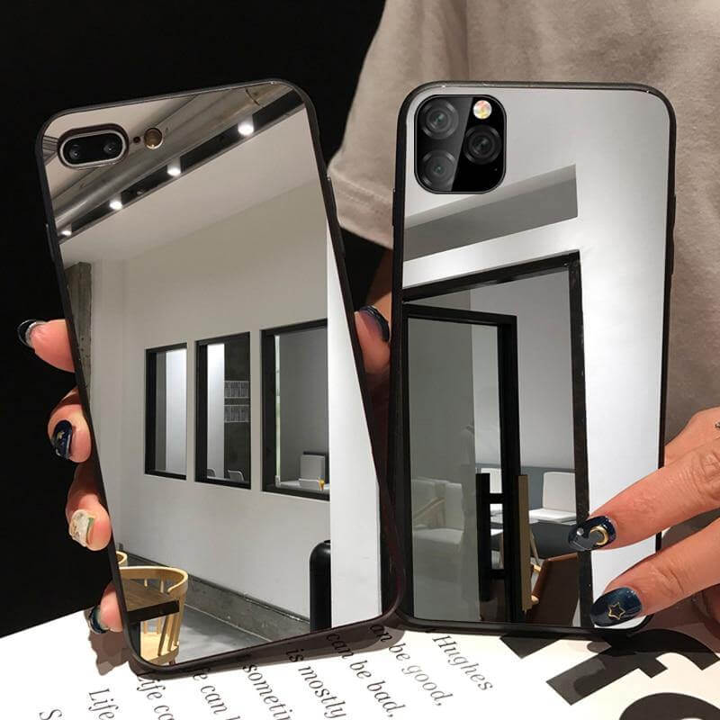 Phone Case Built-In Mirror Shock-Absorbing Corners & Raised Bezel Protection