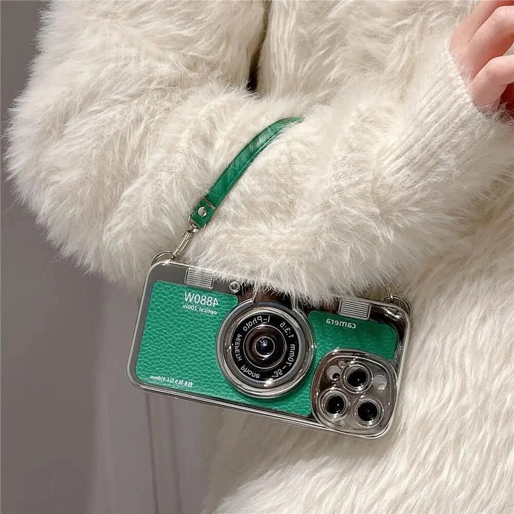 Phone Case Camera-Inspired Matte Non-Slip Anti-Scratch Lanyard & Strap