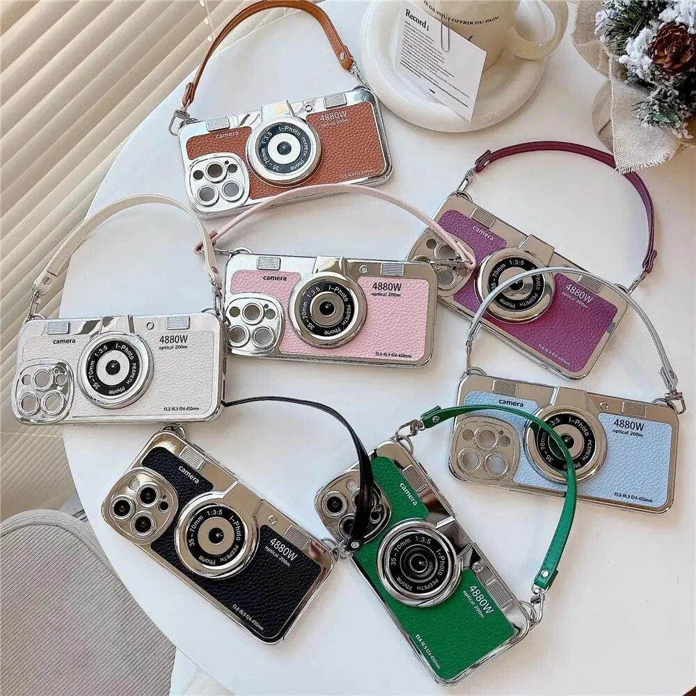 Phone Case Camera-Inspired Matte Non-Slip Anti-Scratch Lanyard & Strap