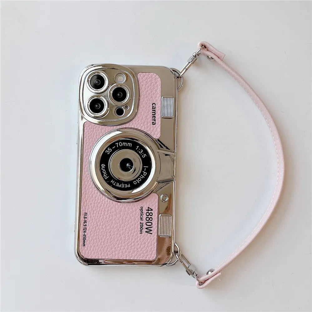Phone Case Camera-Inspired Matte Non-Slip Anti-Scratch Lanyard & Strap