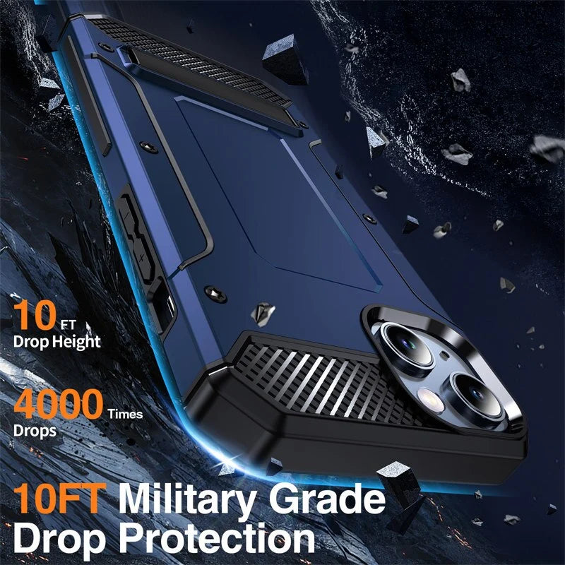 Phone Case Heavy-Duty Drop Protection Built-In Holder Magnetic